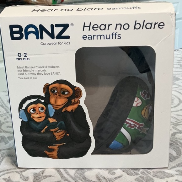 Banz earmuffs for baby 0-2 years. Baseball pattern. New! - Picture 2 of 4